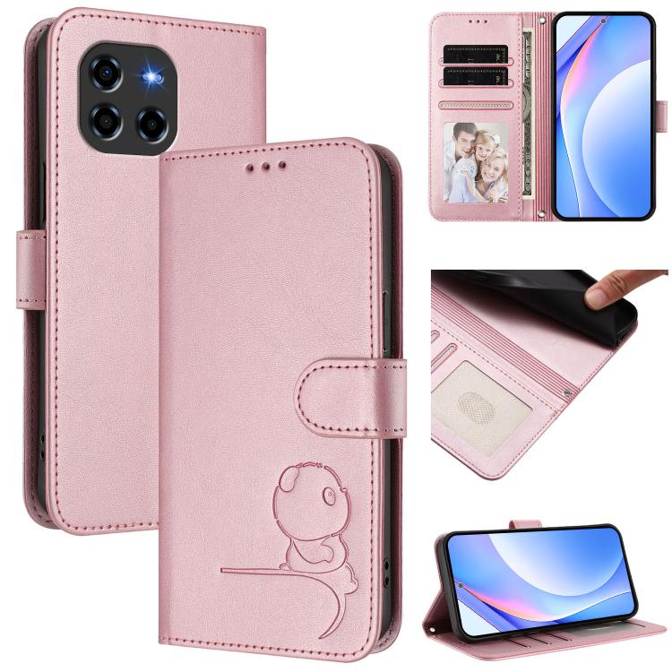Litter Panda Embossing RFID Leather Phone Case with Lanyard, For Doogee Note 59 / Note 59 Pro, For Doogee Note 58 / Note 58 Pro, For Doogee Blade GT, For Doogee N55 / N55 Plus