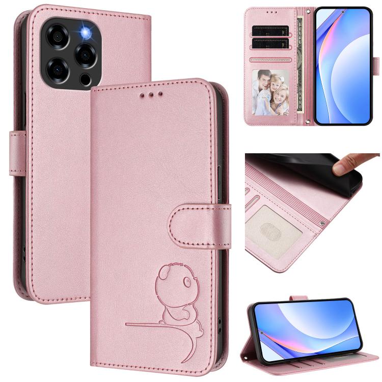 Litter Panda Embossing RFID Leather Phone Case with Lanyard, For Doogee Note 59 / Note 59 Pro, For Doogee Note 58 / Note 58 Pro, For Doogee Blade GT, For Doogee N55 / N55 Plus