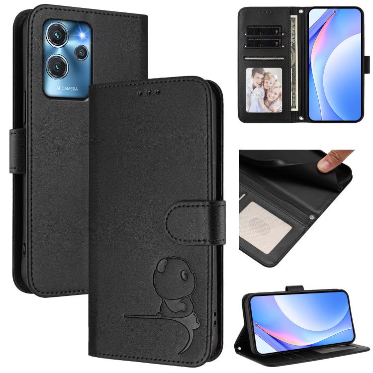 Litter Panda Embossing RFID Leather Phone Case with Lanyard, For Oukitel C35, For Oukitel C33, For Oukitel C32