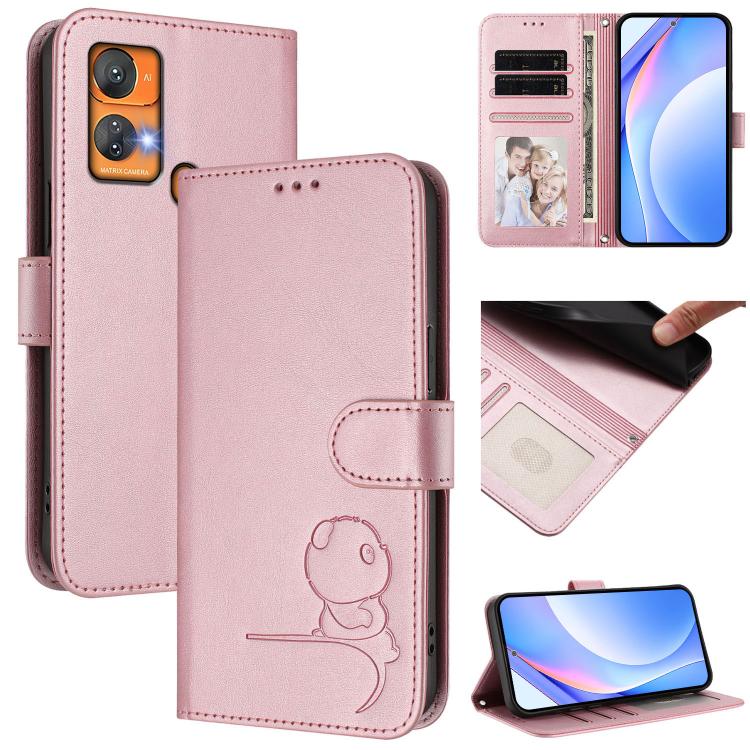 Litter Panda Embossing RFID Leather Phone Case with Lanyard, For Oukitel C35, For Oukitel C33, For Oukitel C32