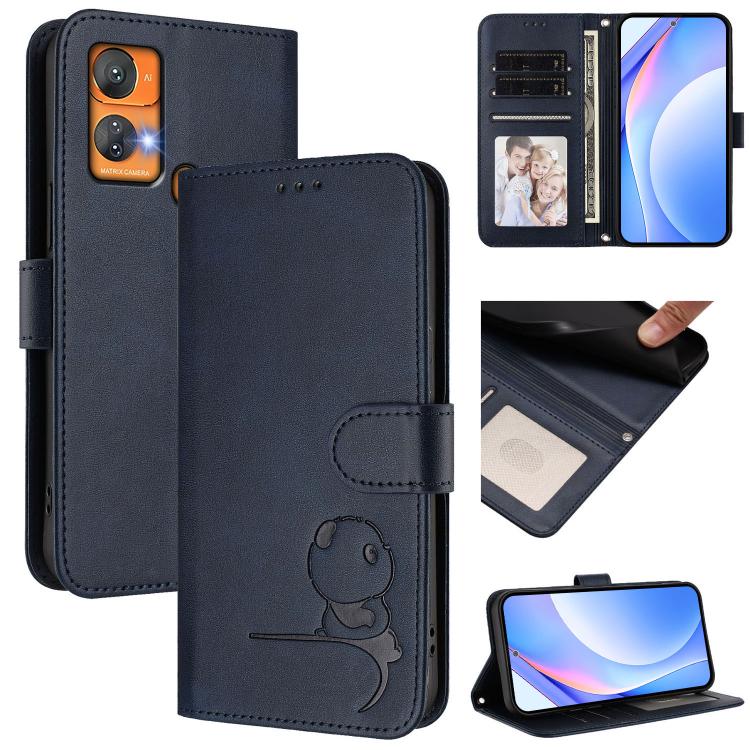 Litter Panda Embossing RFID Leather Phone Case with Lanyard, For Oukitel C35, For Oukitel C33, For Oukitel C32