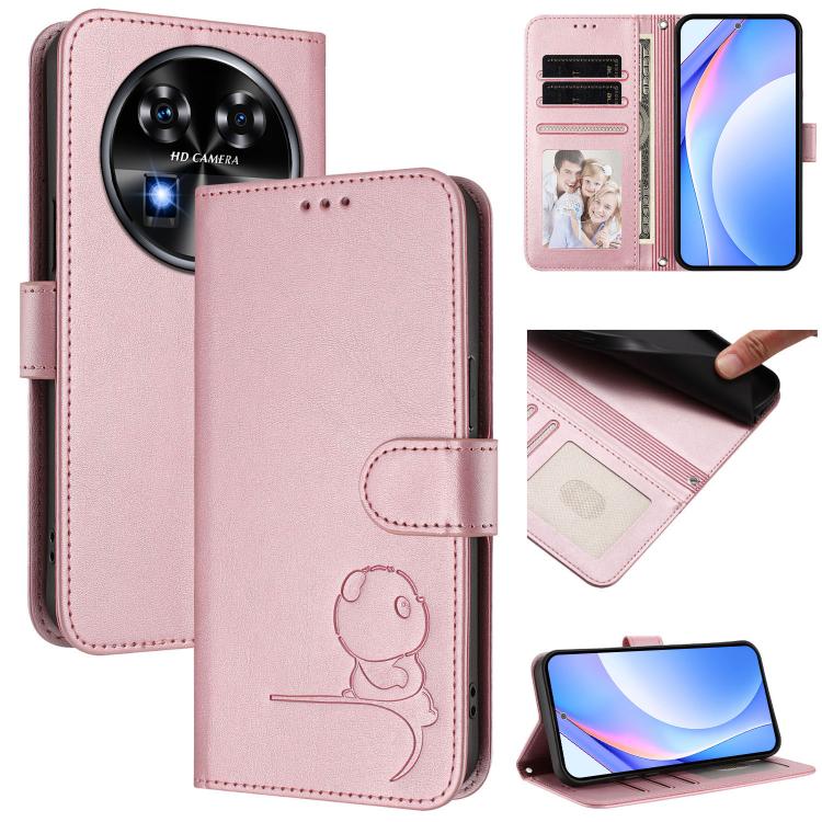 Litter Panda Embossing RFID Leather Phone Case with Lanyard, For Oukitel C59 / C59 Pro, For Oukitel C58 / C58 Pro, For Oukitel C57S / C57 Pro / C57 / BLU J12, For Oukitel C53, For Oukitel C50, For Oukitel C37, For Oukitel C51, For Oukitel C38