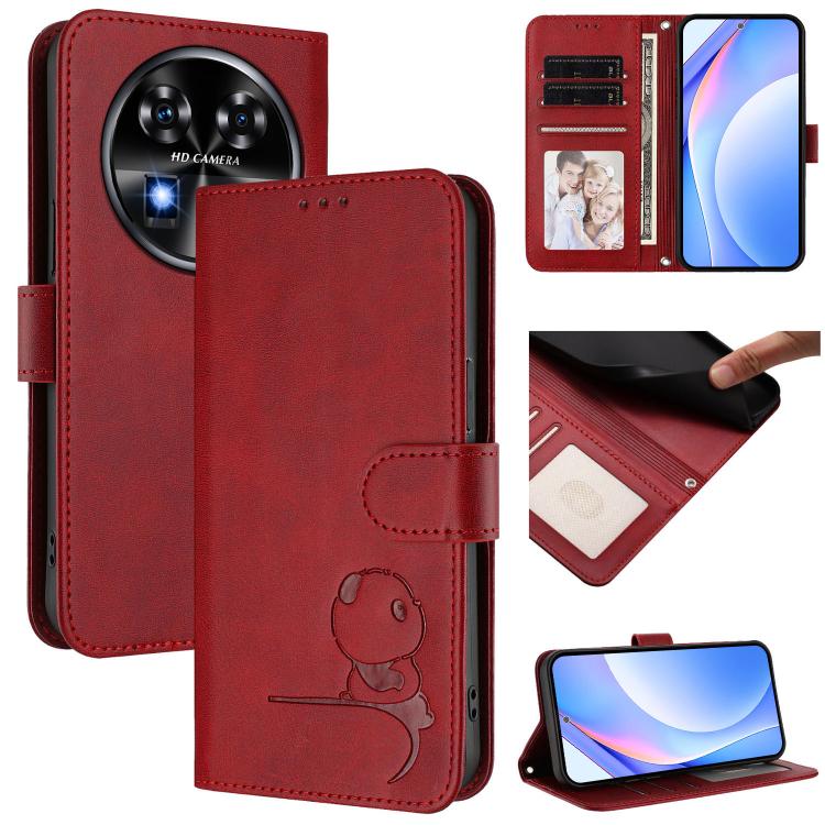 Litter Panda Embossing RFID Leather Phone Case with Lanyard, For Oukitel C59 / C59 Pro, For Oukitel C58 / C58 Pro, For Oukitel C57S / C57 Pro / C57 / BLU J12, For Oukitel C53, For Oukitel C50, For Oukitel C37, For Oukitel C51, For Oukitel C38