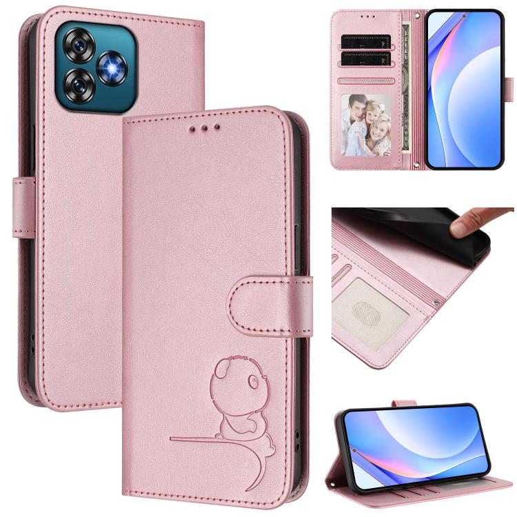 Litter Panda Embossing RFID Leather Phone Case with Lanyard, For Oukitel C59 / C59 Pro, For Oukitel C58 / C58 Pro, For Oukitel C57S / C57 Pro / C57 / BLU J12, For Oukitel C53, For Oukitel C50, For Oukitel C37, For Oukitel C51, For Oukitel C38