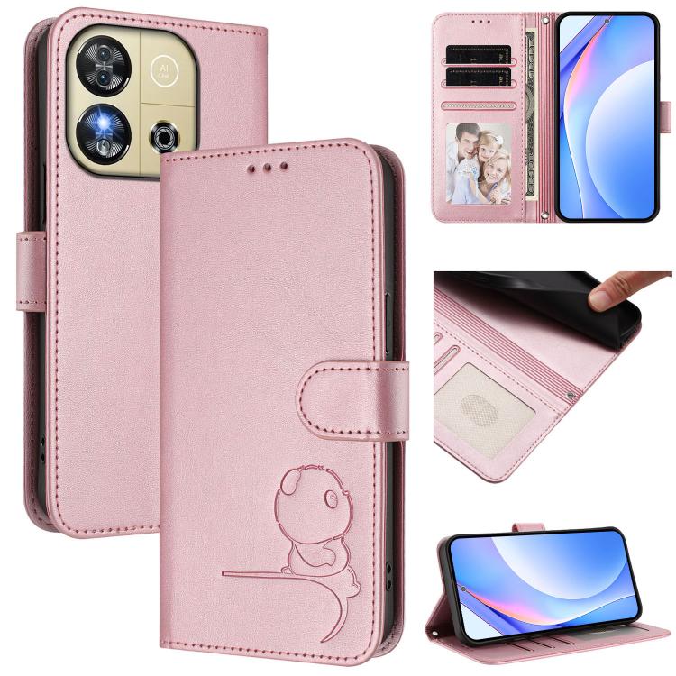 Litter Panda Embossing RFID Leather Phone Case with Lanyard, For Oukitel C59 / C59 Pro, For Oukitel C58 / C58 Pro, For Oukitel C57S / C57 Pro / C57 / BLU J12, For Oukitel C53, For Oukitel C50, For Oukitel C37, For Oukitel C51, For Oukitel C38