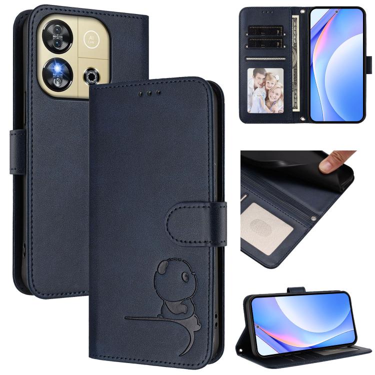 Litter Panda Embossing RFID Leather Phone Case with Lanyard, For Oukitel C59 / C59 Pro, For Oukitel C58 / C58 Pro, For Oukitel C57S / C57 Pro / C57 / BLU J12, For Oukitel C53, For Oukitel C50, For Oukitel C37, For Oukitel C51, For Oukitel C38