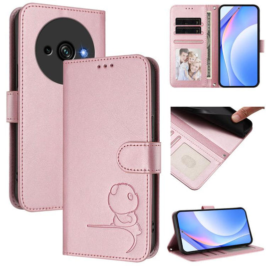 Litter Panda Embossing RFID Leather Phone Case with Lanyard, For Oukitel C59 / C59 Pro, For Oukitel C58 / C58 Pro, For Oukitel C57S / C57 Pro / C57 / BLU J12, For Oukitel C53, For Oukitel C50, For Oukitel C37, For Oukitel C51, For Oukitel C38