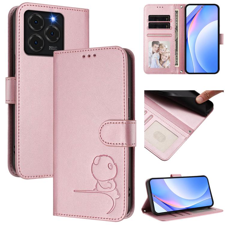 Litter Panda Embossing RFID Leather Phone Case with Lanyard, For Ulefone Note 21, For Ulefone Note 18 Ultra / 18 Pro, For Ulefone Note 20 Pro, For Ulefone Note 19, For Ulefone Note 17 Pro, For Ulefone Note 16 Pro, For Ulefone Note 14