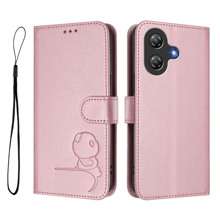 Litter Panda Embossing RFID Leather Phone Case with Lanyard, For Ulefone Note 21, For Ulefone Note 18 Ultra / 18 Pro, For Ulefone Note 20 Pro, For Ulefone Note 19, For Ulefone Note 17 Pro, For Ulefone Note 16 Pro, For Ulefone Note 14