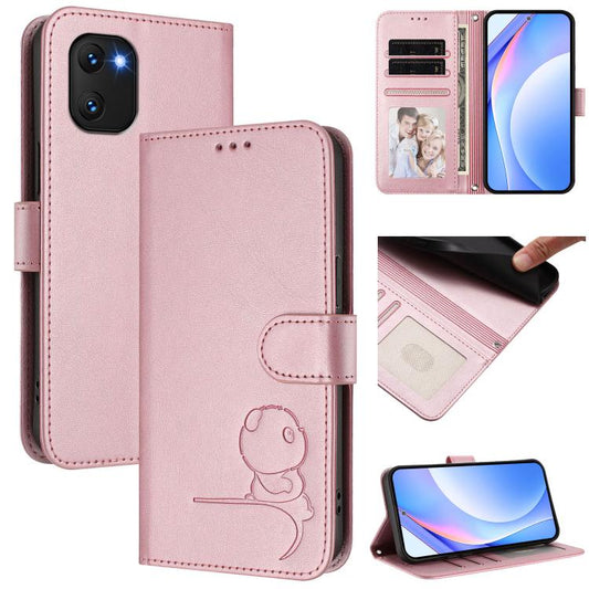 Litter Panda Embossing RFID Leather Phone Case with Lanyard, For UMIDIGI Power 7 / Power 7S, For UMIDIGI Power 7 Max