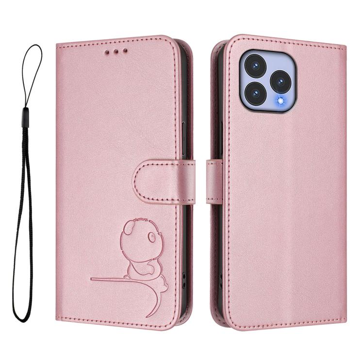 Litter Panda Embossing RFID Leather Phone Case with Lanyard, For Wiko T60 / Cubot P80, For Wiko T20