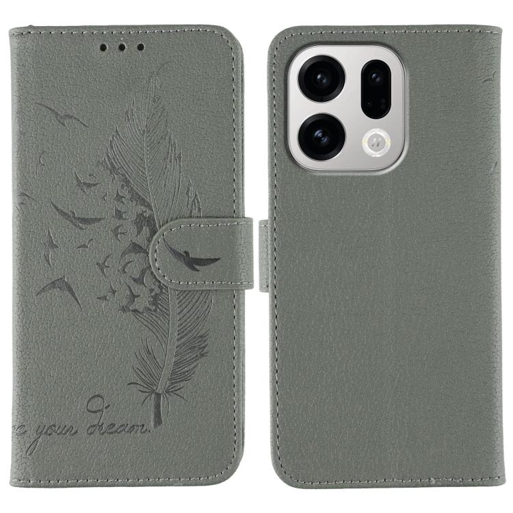 Feather Pattern Litchi Texture Leather Phone Case, For OPPO Find X9, For OPPO A6 Pro 5G, For OPPO Find X9 Pro, For OPPO A5 Pro 5G Global