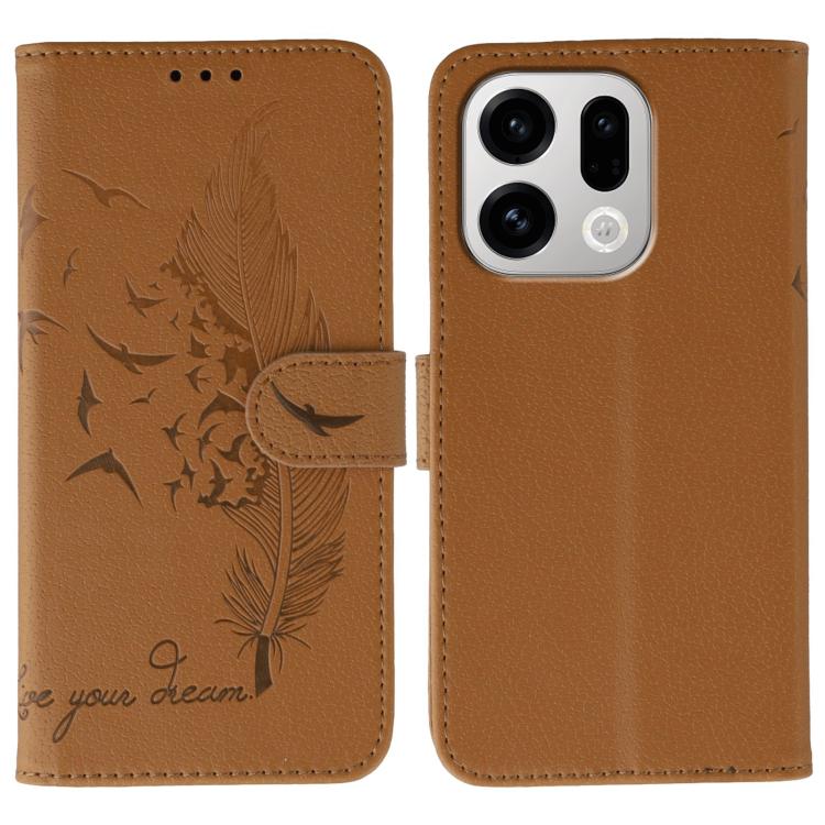 Feather Pattern Litchi Texture Leather Phone Case, For OPPO Find X9, For OPPO A6 Pro 5G, For OPPO Find X9 Pro, For OPPO A5 Pro 5G Global