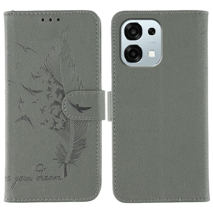 Feather Pattern Litchi Texture Leather Phone Case, For OPPO Find X9, For OPPO A6 Pro 5G, For OPPO Find X9 Pro, For OPPO A5 Pro 5G Global