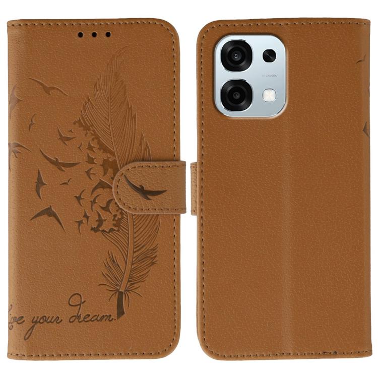 Feather Pattern Litchi Texture Leather Phone Case, For OPPO Find X9, For OPPO A6 Pro 5G, For OPPO Find X9 Pro, For OPPO A5 Pro 5G Global
