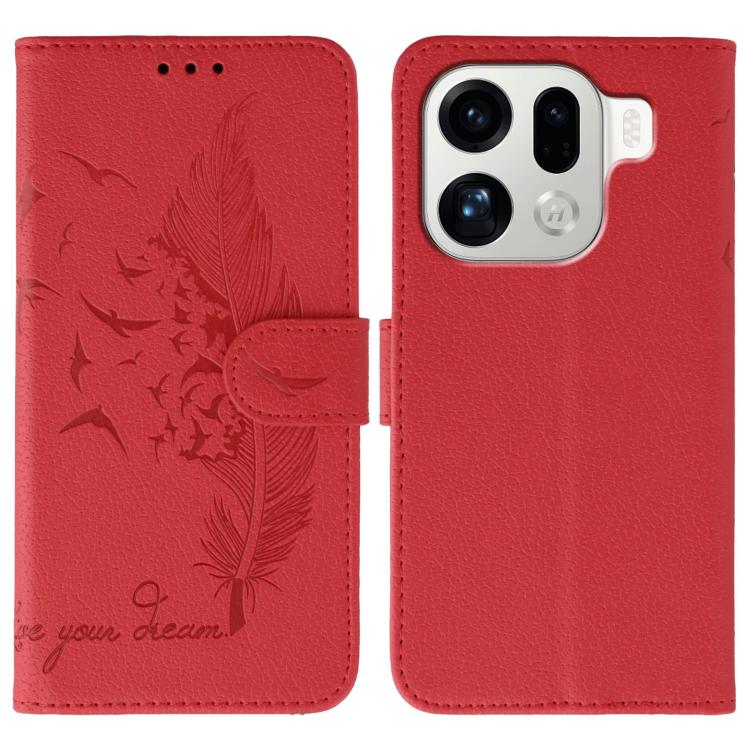 Feather Pattern Litchi Texture Leather Phone Case, For OPPO Find X9, For OPPO A6 Pro 5G, For OPPO Find X9 Pro, For OPPO A5 Pro 5G Global