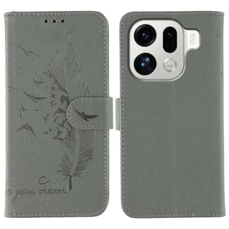 Feather Pattern Litchi Texture Leather Phone Case, For OPPO Find X9, For OPPO A6 Pro 5G, For OPPO Find X9 Pro, For OPPO A5 Pro 5G Global
