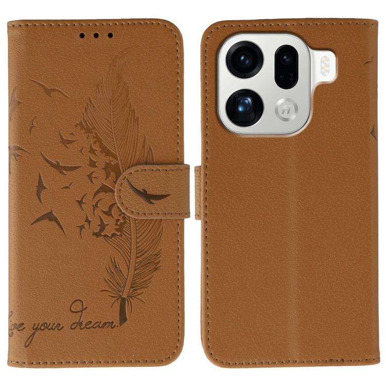 Feather Pattern Litchi Texture Leather Phone Case, For OPPO Find X9, For OPPO A6 Pro 5G, For OPPO Find X9 Pro, For OPPO A5 Pro 5G Global
