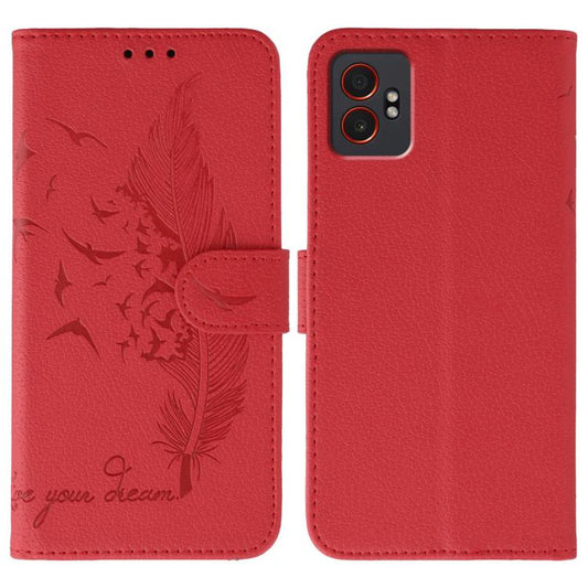 Feather Pattern Litchi Texture Leather Phone Case, For Samsung Galaxy XCover7 Pro