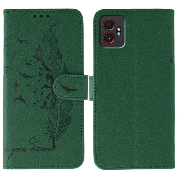 Feather Pattern Litchi Texture Leather Phone Case, For Samsung Galaxy XCover7 Pro