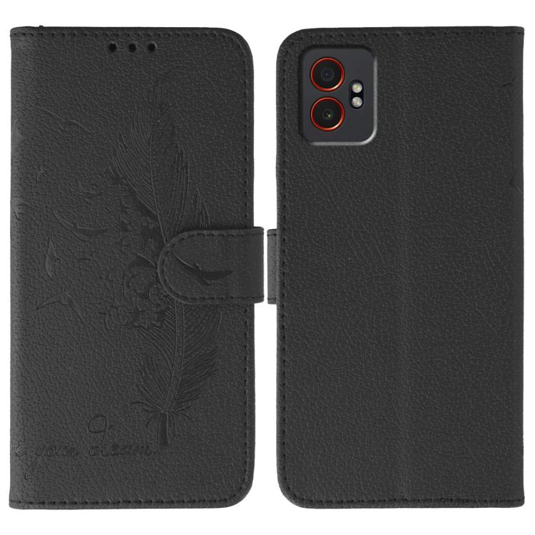 Feather Pattern Litchi Texture Leather Phone Case, For Samsung Galaxy XCover7 Pro
