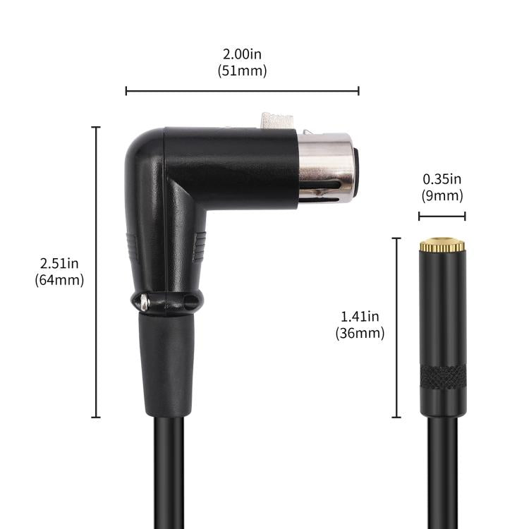 3.5mm Female to XLR Female Elbow Audio Converter Adapter Cable, 3.5mm Female to XLR Female Elbow