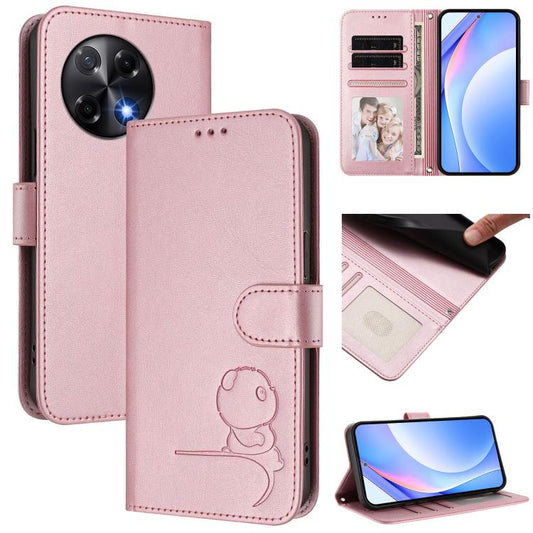 Litter Panda Embossing RFID Leather Phone Case with Lanyard, For Tecno Camon 30S / 30S Pro, For Tecno Spark 30 5G, For Tecno Spark 30 Pro 4G, For Tecno Spark 30 4G, For Tecno Spark Go 5G 2025 / Infinix Hot 60i, For Tecno Pova 6 Neo 5G                  ...