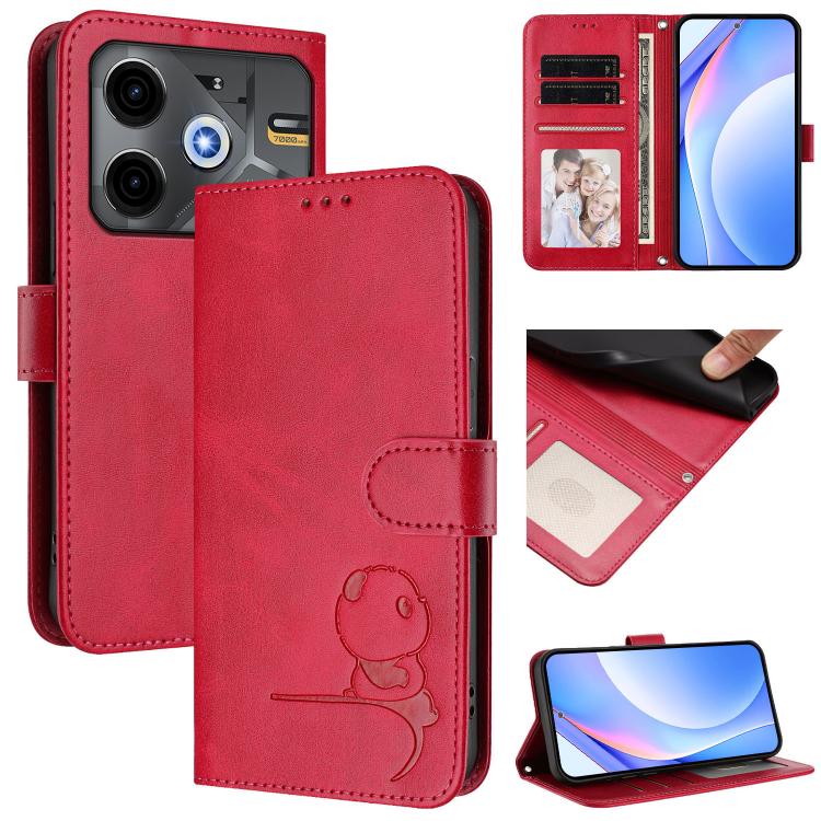 Litter Panda Embossing RFID Leather Phone Case with Lanyard, For Tecno Camon 30S / 30S Pro, For Tecno Spark 30 5G, For Tecno Spark 30 Pro 4G, For Tecno Spark 30 4G, For Tecno Spark Go 5G 2025 / Infinix Hot 60i, For Tecno Pova 6 Neo 5G                  ...