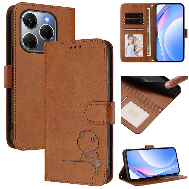 Litter Panda Embossing RFID Leather Phone Case with Lanyard, For Tecno Camon 30S / 30S Pro, For Tecno Spark 30 5G, For Tecno Spark 30 Pro 4G, For Tecno Spark 30 4G, For Tecno Spark Go 5G 2025 / Infinix Hot 60i, For Tecno Pova 6 Neo 5G                  ...