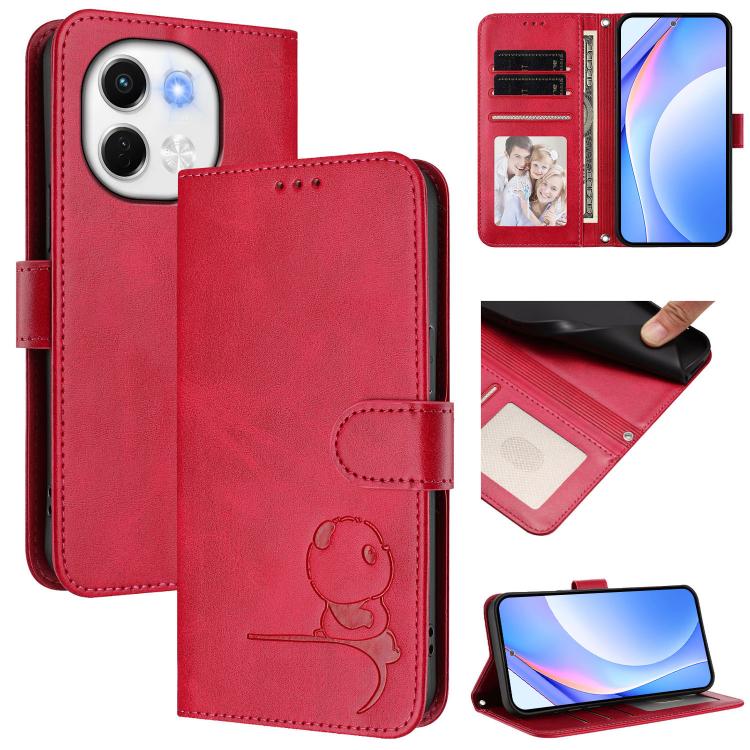 Litter Panda Embossing RFID Leather Phone Case with Lanyard, For Tecno Camon 30S / 30S Pro, For Tecno Spark 30 5G, For Tecno Spark 30 Pro 4G, For Tecno Spark 30 4G, For Tecno Spark Go 5G 2025 / Infinix Hot 60i, For Tecno Pova 6 Neo 5G                  ...
