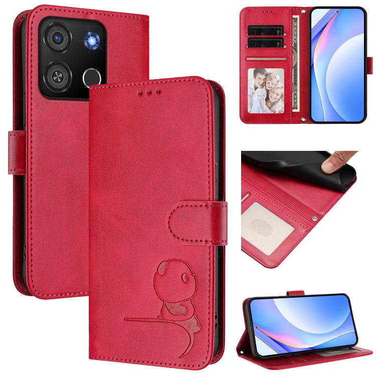 Litter Panda Embossing RFID Leather Phone Case with Lanyard, For itel A50C, For itel A50, For itel P55 5G, For itel RS4, For itel S24, For itel P55+, For itel P55 4G / Infinix Smart 8, For itel A05s