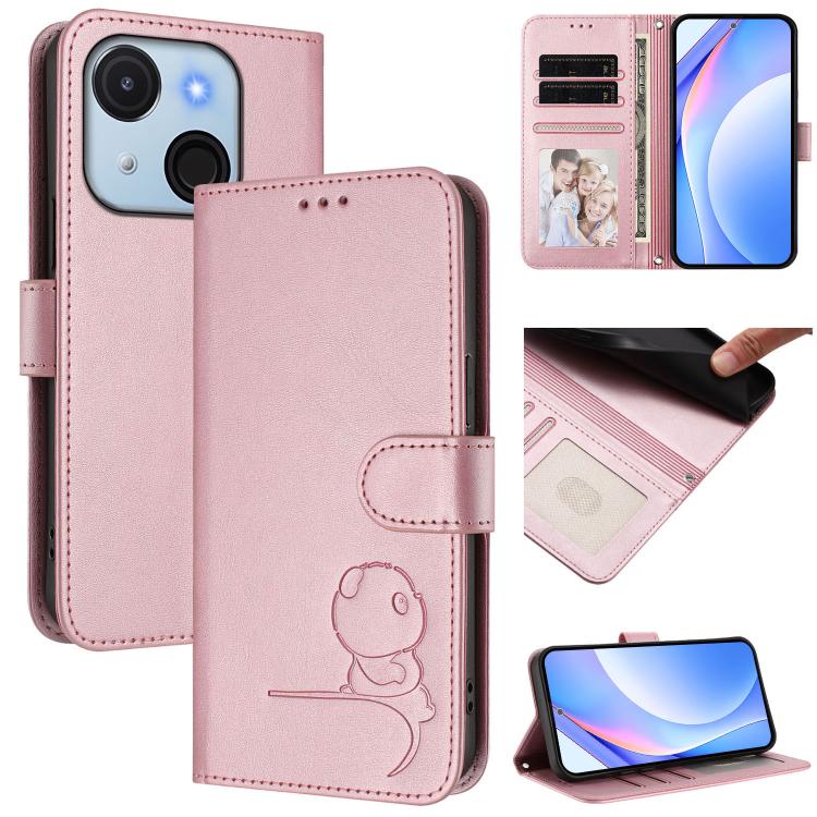 Litter Panda Embossing RFID Leather Phone Case with Lanyard, For itel A50C, For itel A50, For itel P55 5G, For itel RS4, For itel S24, For itel P55+, For itel P55 4G / Infinix Smart 8, For itel A05s