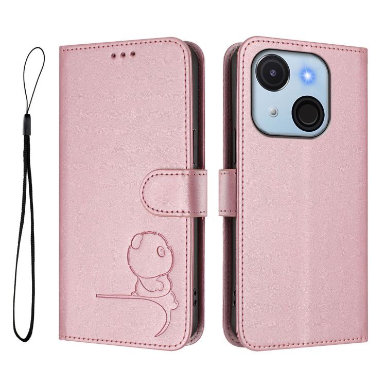 Litter Panda Embossing RFID Leather Phone Case with Lanyard, For itel A50C, For itel A50, For itel P55 5G, For itel RS4, For itel S24, For itel P55+, For itel P55 4G / Infinix Smart 8, For itel A05s