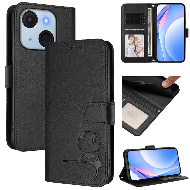 Litter Panda Embossing RFID Leather Phone Case with Lanyard, For itel A50C, For itel A50, For itel P55 5G, For itel RS4, For itel S24, For itel P55+, For itel P55 4G / Infinix Smart 8, For itel A05s