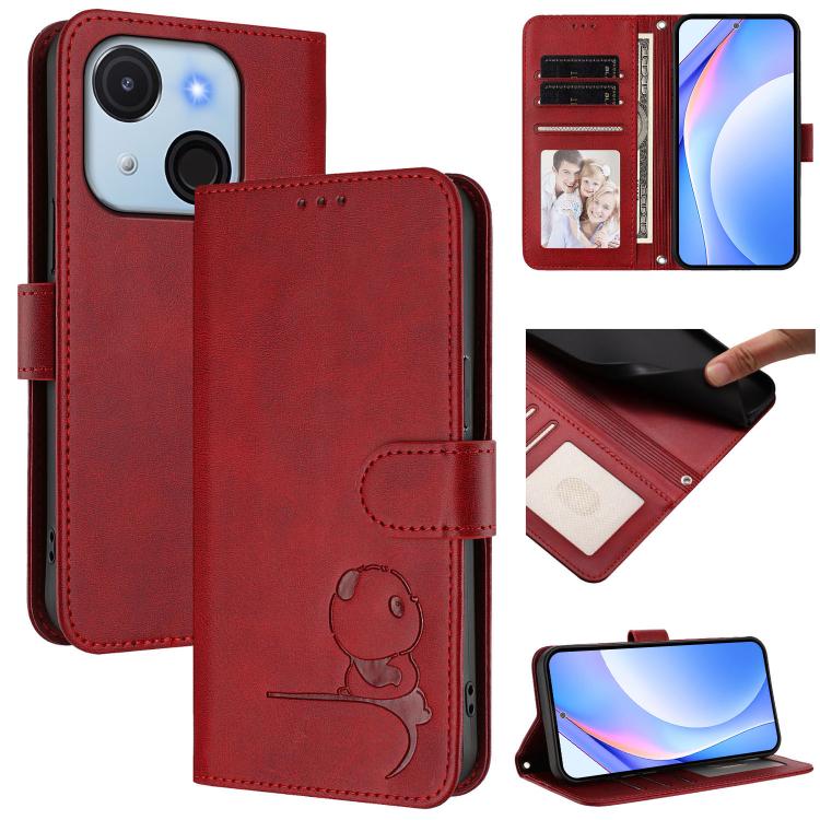 Litter Panda Embossing RFID Leather Phone Case with Lanyard, For itel A50C, For itel A50, For itel P55 5G, For itel RS4, For itel S24, For itel P55+, For itel P55 4G / Infinix Smart 8, For itel A05s