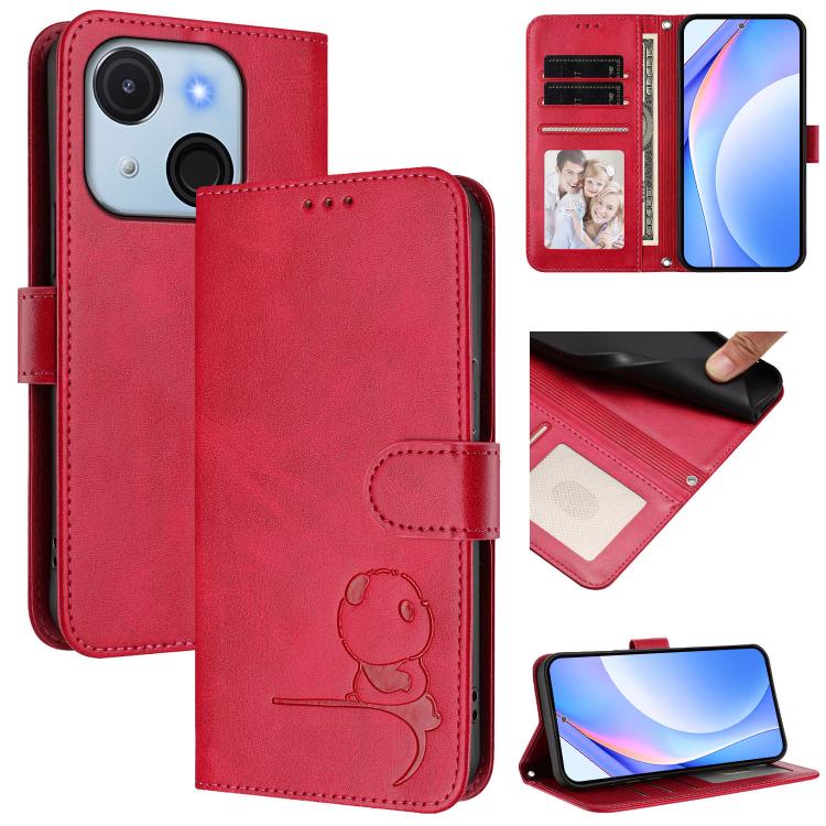 Litter Panda Embossing RFID Leather Phone Case with Lanyard, For itel A50C, For itel A50, For itel P55 5G, For itel RS4, For itel S24, For itel P55+, For itel P55 4G / Infinix Smart 8, For itel A05s