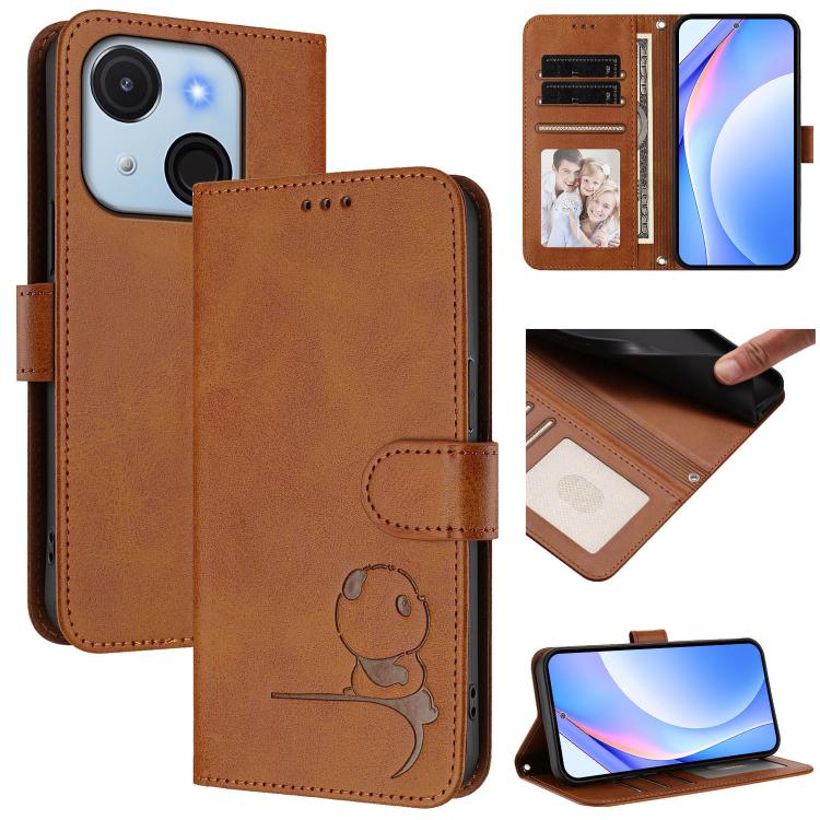 Litter Panda Embossing RFID Leather Phone Case with Lanyard, For itel A50C, For itel A50, For itel P55 5G, For itel RS4, For itel S24, For itel P55+, For itel P55 4G / Infinix Smart 8, For itel A05s