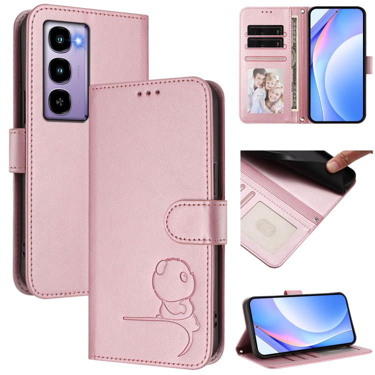 Litter Panda Embossing RFID Leather Phone Case with Lanyard, For itel A200 / A200+ 4G, For itel A95 5G, For itel A90, For itel City 100, For itel A58 Lite / A49 Play, For itel S25 Ultra, For itel S25, For itel A80
