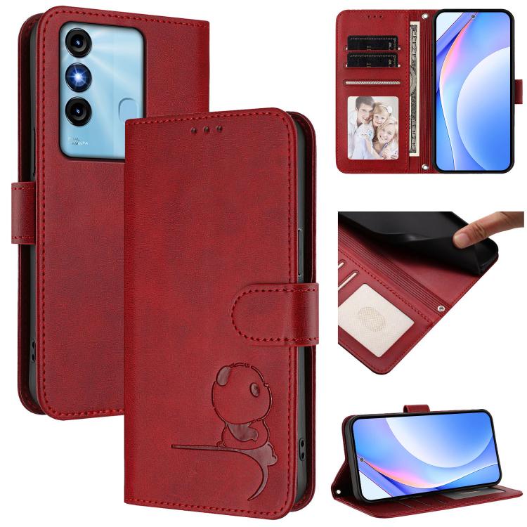 Litter Panda Embossing RFID Leather Phone Case with Lanyard, For itel A70, For itel A60 / A60s, For itel S23+, For itel S23, For itel S18 / Vision 5, For itel P40, For itel P38, For itel S17 / Vision 3