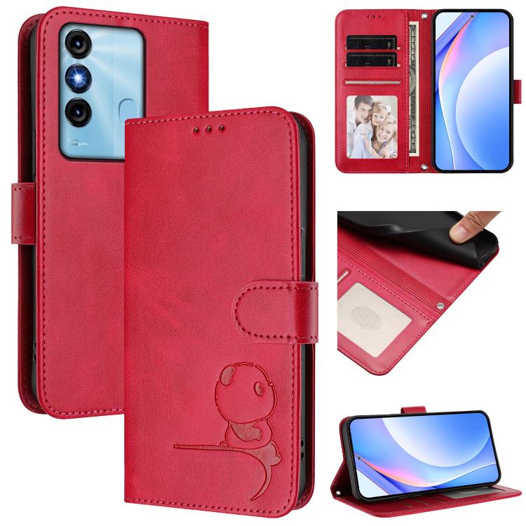 Litter Panda Embossing RFID Leather Phone Case with Lanyard, For itel A70, For itel A60 / A60s, For itel S23+, For itel S23, For itel S18 / Vision 5, For itel P40, For itel P38, For itel S17 / Vision 3