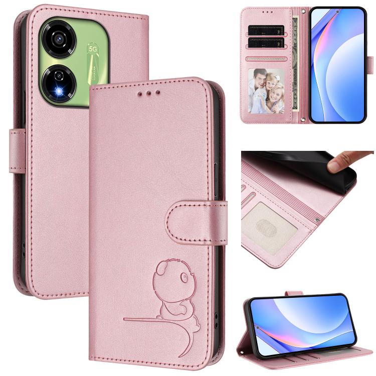 Litter Panda Embossing RFID Leather Phone Case with Lanyard, For itel A50C, For itel A50, For itel P55 5G, For itel RS4, For itel S24, For itel P55+, For itel P55 4G / Infinix Smart 8, For itel A05s