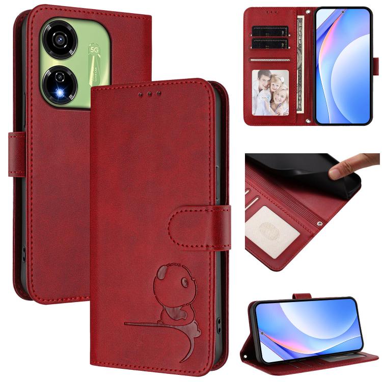 Litter Panda Embossing RFID Leather Phone Case with Lanyard, For itel A50C, For itel A50, For itel P55 5G, For itel RS4, For itel S24, For itel P55+, For itel P55 4G / Infinix Smart 8, For itel A05s