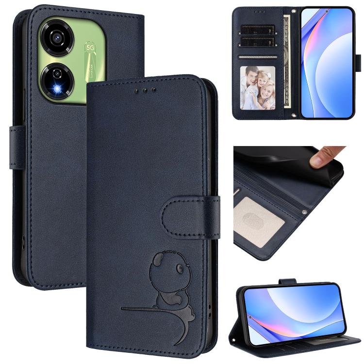 Litter Panda Embossing RFID Leather Phone Case with Lanyard, For itel A50C, For itel A50, For itel P55 5G, For itel RS4, For itel S24, For itel P55+, For itel P55 4G / Infinix Smart 8, For itel A05s