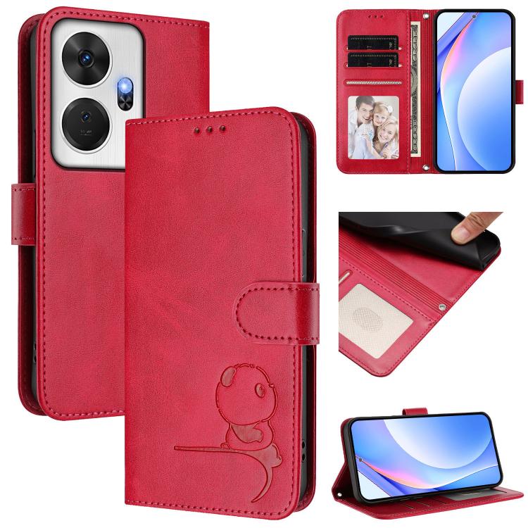 Litter Panda Embossing RFID Leather Phone Case with Lanyard, For itel A50C, For itel A50, For itel P55 5G, For itel RS4, For itel S24, For itel P55+, For itel P55 4G / Infinix Smart 8, For itel A05s
