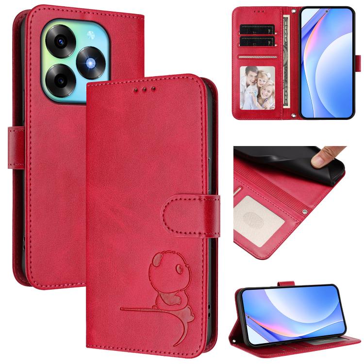Litter Panda Embossing RFID Leather Phone Case with Lanyard, For itel A70, For itel A60 / A60s, For itel S23+, For itel S23, For itel S18 / Vision 5, For itel P40, For itel P38, For itel S17 / Vision 3