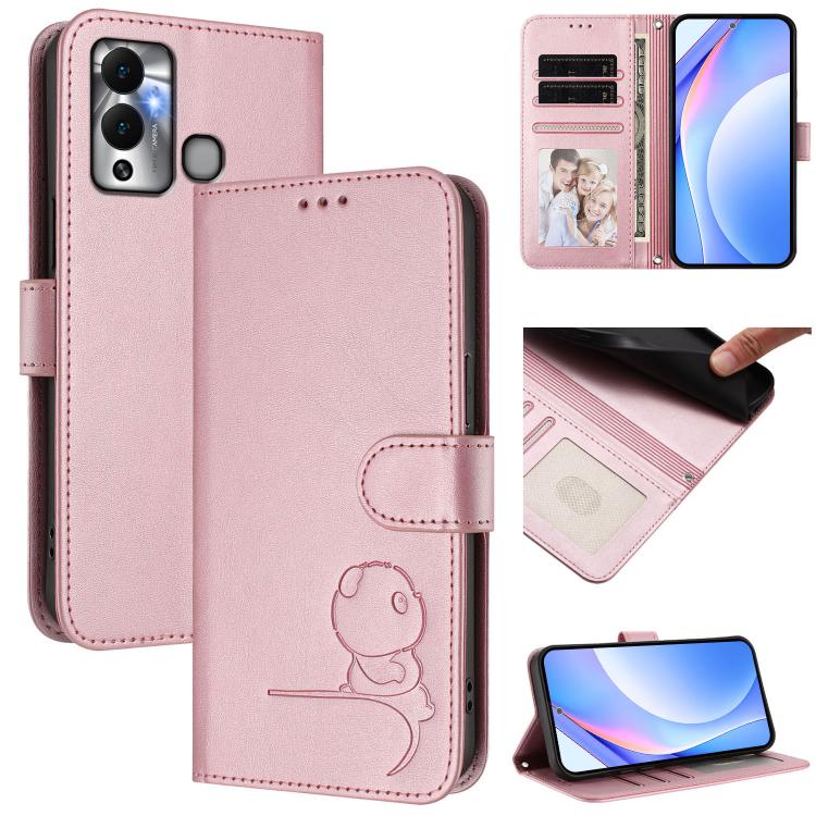 Litter Panda Embossing RFID Leather Phone Case with Lanyard, For Infinix Note 12 2023, For Infinix Note 12 Pro 5G, For Infinix Hot 12 Play