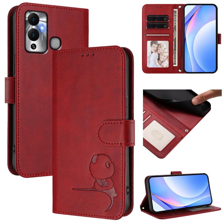 Litter Panda Embossing RFID Leather Phone Case with Lanyard, For Infinix Note 12 2023, For Infinix Note 12 Pro 5G, For Infinix Hot 12 Play