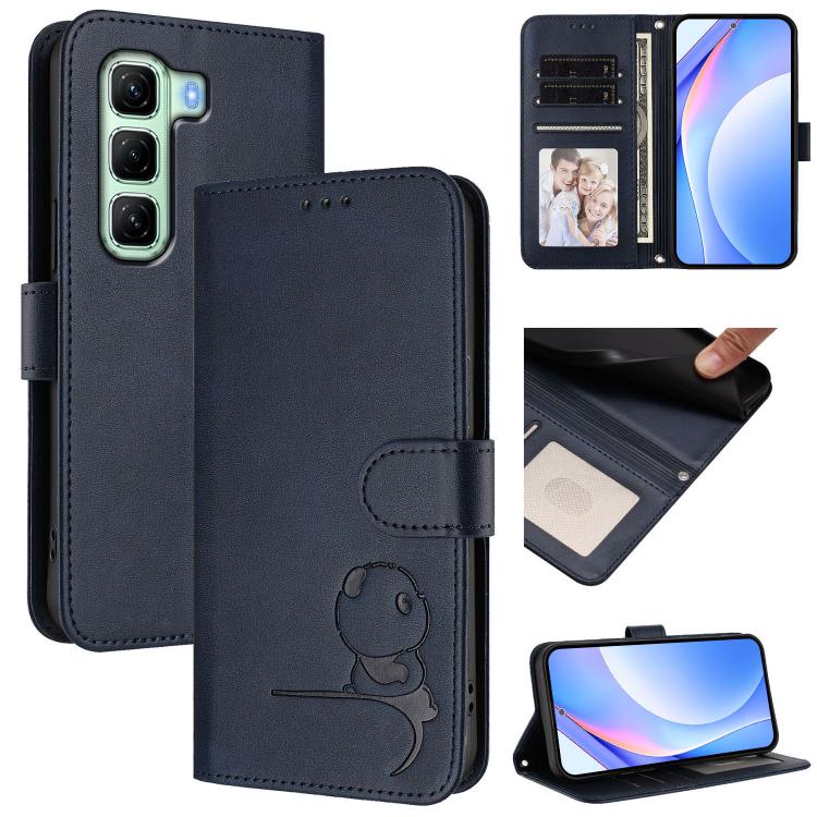 Litter Panda Embossing RFID Leather Phone Case with Lanyard, For Infinix Note 50x, For Infinix Note 50 Pro+ 5G, For Infinix Note 50 4G / 50 Pro 4G, For Infinix Hot 50i / Smart 9, For Infinix Hot 50 Pro+ 4G, For Infinix Hot 50 4G, For Infinix Hot 50 5G ...