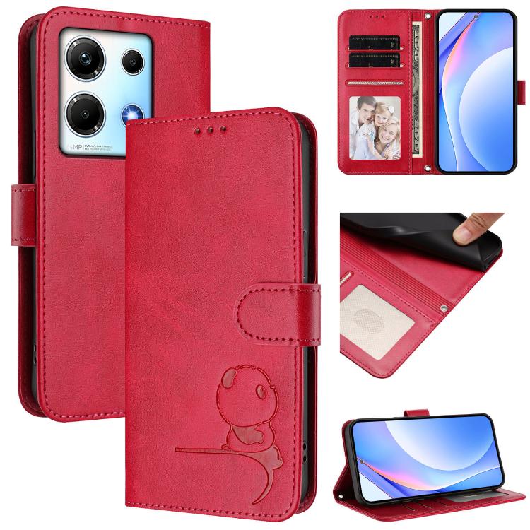 Litter Panda Embossing RFID Leather Phone Case with Lanyard, For Infinix Hot 30 5G, For Infinix Hot 30 Play NFC, For Infinix Smart 7 Plus / Smart 7 HD, For Infinix Note 30 4G / 5G, For Infinix Note 30 Pro 4G, Infinix Note 30 VIP, For Infinix Hot 30i   ...