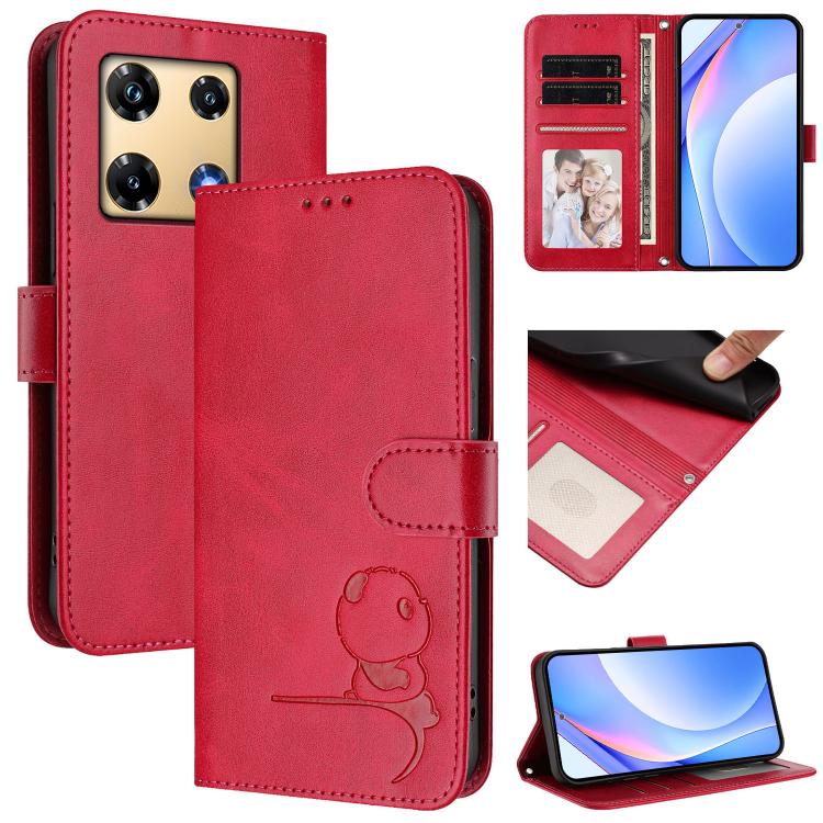 Litter Panda Embossing RFID Leather Phone Case with Lanyard, For Infinix Hot 30 5G, For Infinix Hot 30 Play NFC, For Infinix Smart 7 Plus / Smart 7 HD, For Infinix Note 30 4G / 5G, For Infinix Note 30 Pro 4G, Infinix Note 30 VIP, For Infinix Hot 30i   ...